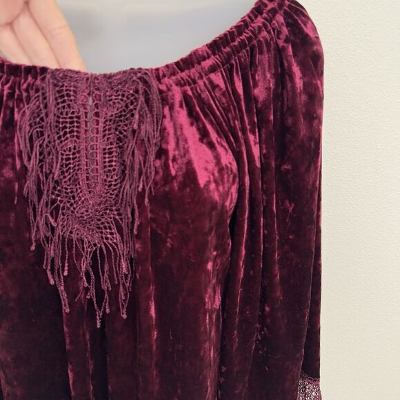 Fairy Grunge Whimsigoth Top Womens Medium Burgundy Velvet Witchy‎ Vampire Goth - Picture 4 of 11